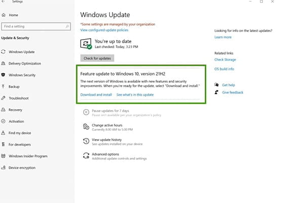Check for windows' latest updates