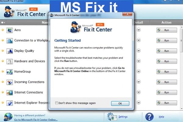 Microsoft Fix it Tool